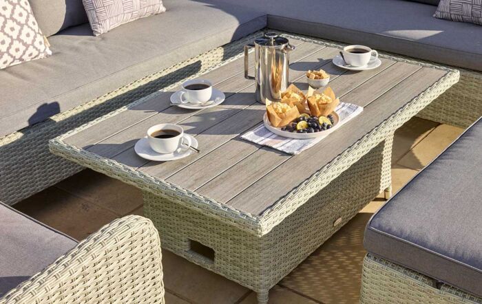 Bramblecrest Tetbury Garden Corner Sofa Set with Adjustable Table & Chair - Cloud