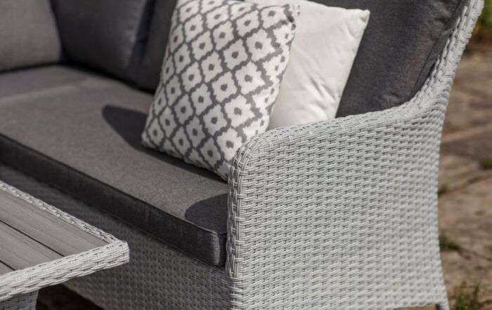 Bramblecrest Tetbury Mini Rattan Corner Sofa Set with Adjustable Table - Graphite