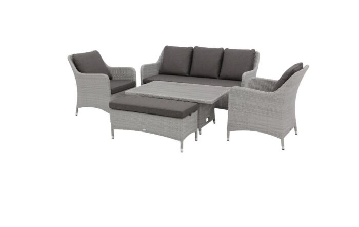 Bramblecrest Tetbury 3 Seat Garden Sofa Set with Adjustable Table & Tree-Free Top - Graphite