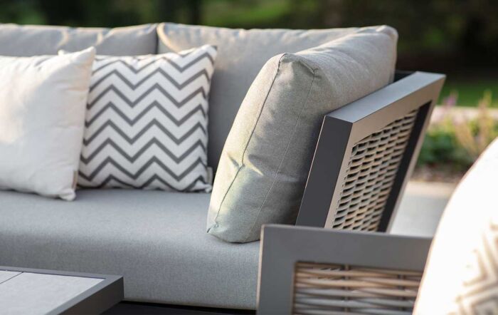 Bramblecrest Tuscan Modular Garden L-Shape Sofa, Large Rectangle Piston Table, Long Bench & Chair