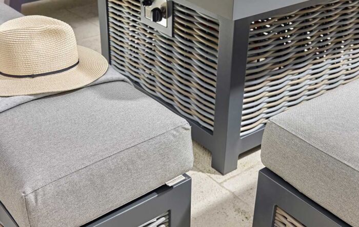 Bramblecrest Tuscan Garden Corner Sofa Set with Firepit Table - Grey