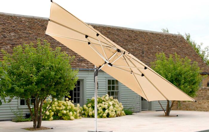 Bramblecrest Worcester 4m x 3m Rectangle Cantilever LED Parasol Sand with Cover 