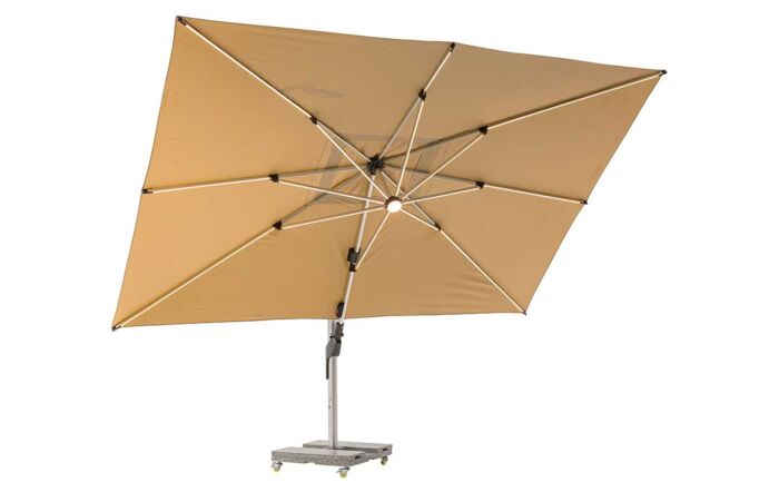Bramblecrest Worcester 4m x 3m Rectangle Cantilever LED Parasol Sand with Cover 