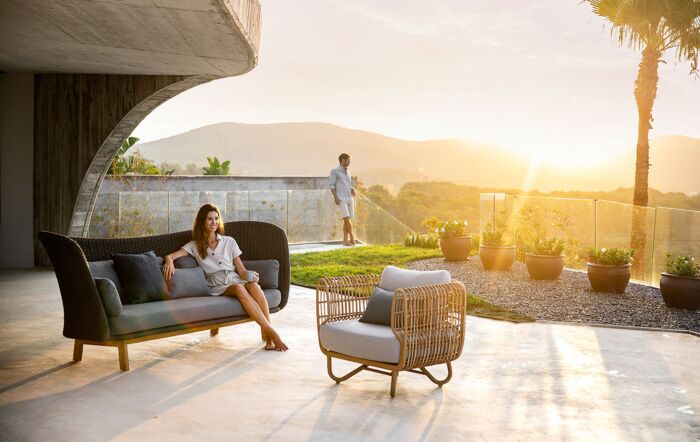 Cane-Line Garden Nest Chair and Peacock Large Wing Sofa Set