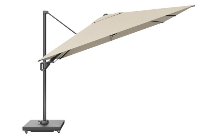 Platinum Challenger Champagne T2 3.5 x 2.6 mt Rectangular Free Arm Parasol With 90kg Wheeled Base