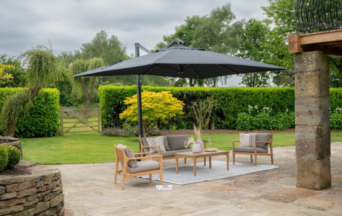 Platinum Challenger Anthracite T2 3 mt Square Parasol With 90 kg Wheeled Base