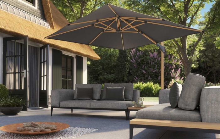 Platinum Oak Effect Challenger 3M Square Parasol inc 90kg Granite Base