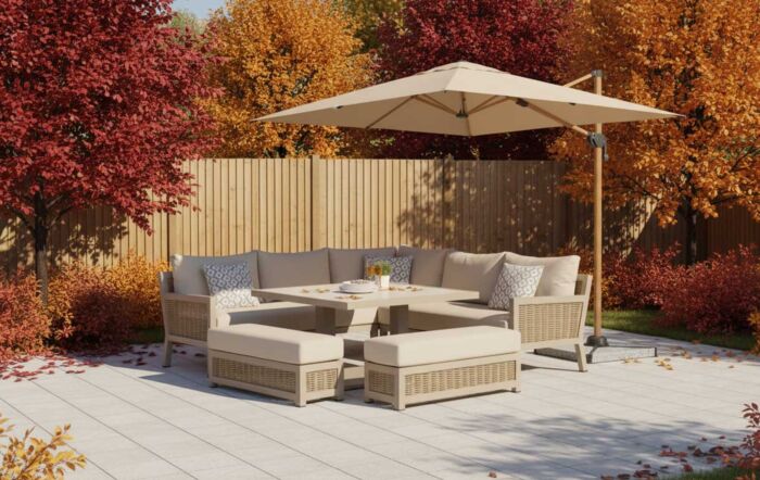 JB Furniture Conrad Square Adjustable Garden Corner Sofa Dining Set - Latte