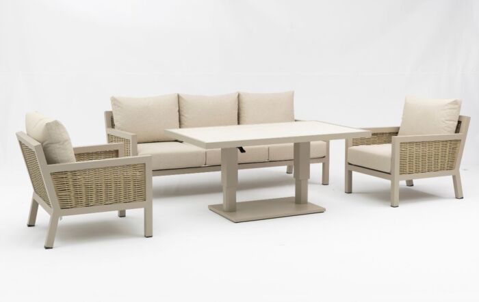JB Furniture Conrad Three Seat Adjustable Garden Sofa Set - Latte