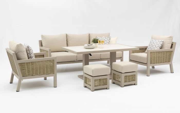 JB Furniture Conrad Three Seat Adjustable Garden Sofa Set - Latte