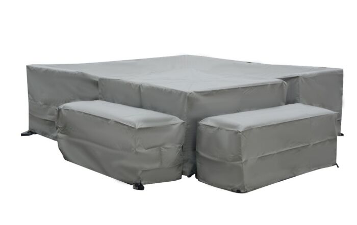 Bramblecrest Tuscan/San Marino  Aluminium Square Corner Sofa With Dual Height Table & Benches Set Covers  