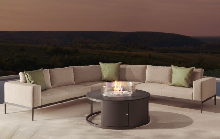 Maze Eve Grande Outdoor Corner Firepit Sofa Set with Armchairs - Oatmeal
