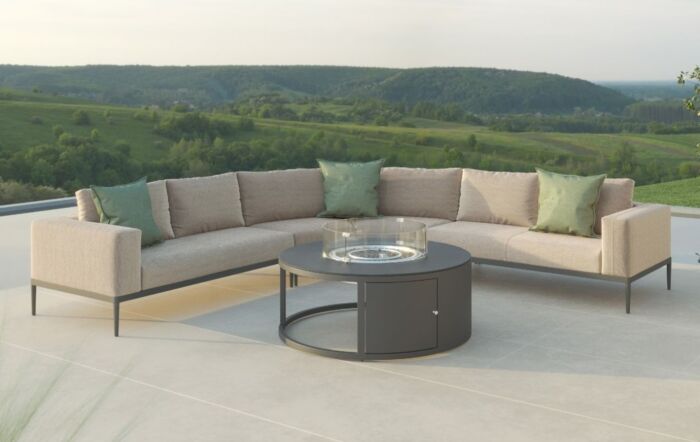 Maze Eve Grande Outdoor Corner Firepit Sofa Set with Armchairs - Oatmeal