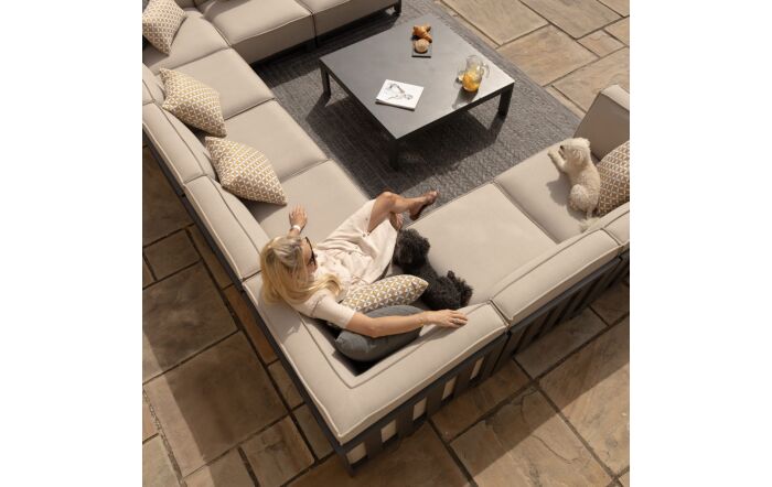 Maze Ibiza U Shape Garden Sofa Set with Square Coffee Table - Oatmeal