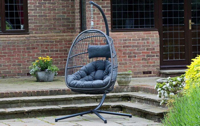Single Rope Folding Hanging Egg Chair - Grey