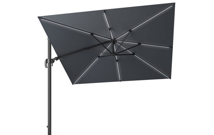 Platinum Anthracite Glow Side Arm Parasol with Polished Granite Base 