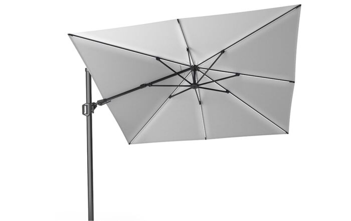 Platinum Luna Grey LED Glow Side Arm Parasol with Polished Granite Base