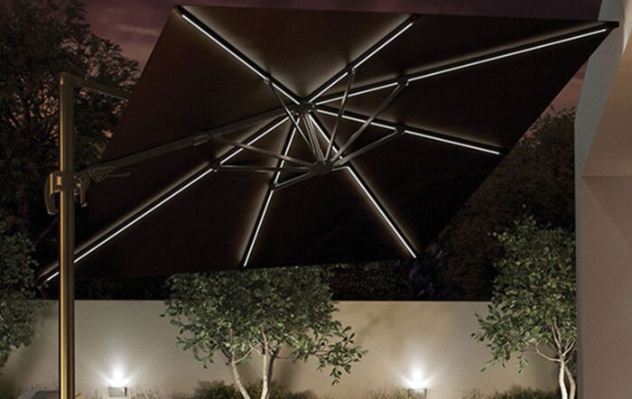 Platinum Anthracite Glow Side Arm Parasol with Polished Granite Base 