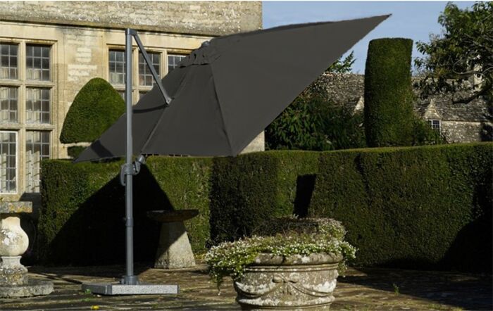 Bramblecrest Lichfield 2.7m Square Parasol with Granite Base & FREE Protective Cover - Grey