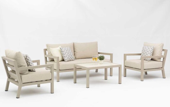 JB Furniture Hartforth Two Seat Garden Sofa Set - Cream