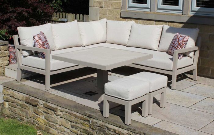 JB Furniture Hartforth Piston Adjustable Garden Corner Sofa Set - Cream