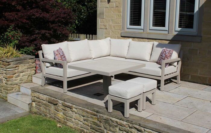 JB Furniture Hartforth Piston Adjustable Garden Corner Sofa Set - Cream