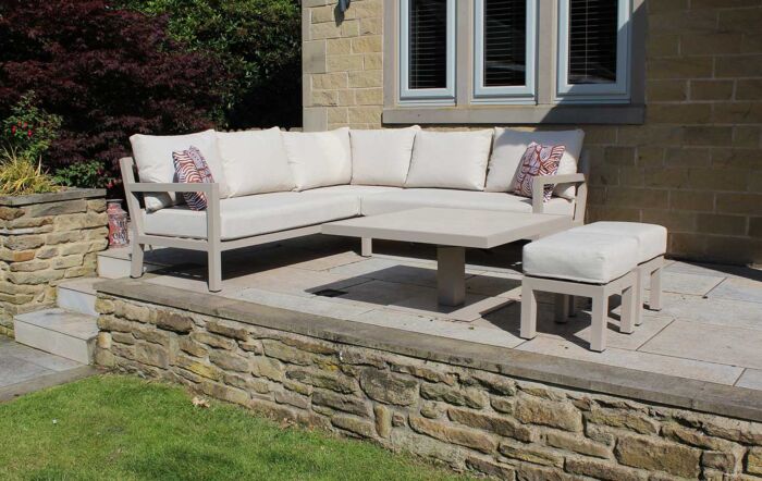 JB Furniture Hartforth Piston Adjustable Garden Corner Sofa Set - Cream