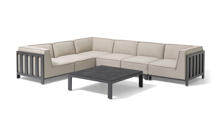 Maze Ibiza Medium Corner Outdoor Sofa with Square Coffee Table - Oatmeal