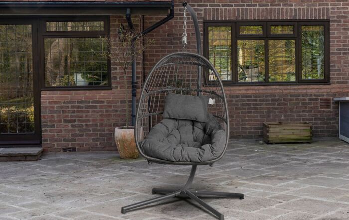 Single Rope Folding Hanging Egg Chair - Grey