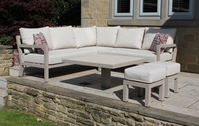 JB Furniture Hartforth Piston Adjustable Garden Corner Sofa Set - Cream
