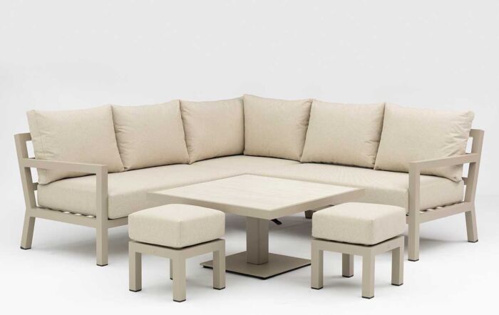 JB Furniture Hartforth Piston Adjustable Garden Corner Sofa Set - Cream