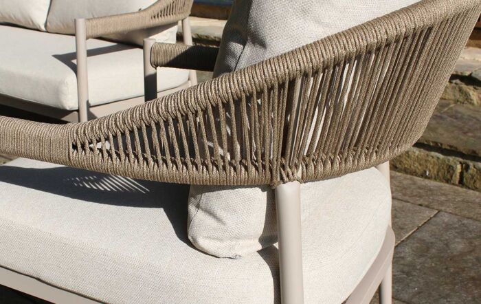 JB Furniture Jesmond Two Seat Rope and Aluminium Sofa Set - Beige