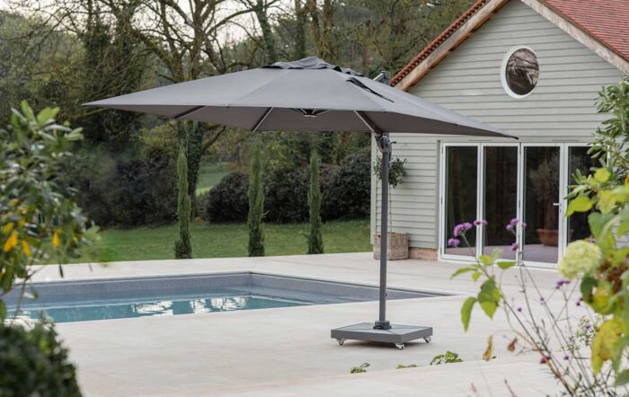 Bramblecrest Lichfield 2.7m Square Parasol with Granite Base & FREE Protective Cover - Grey