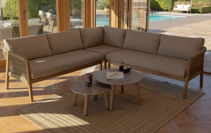 Maze Martinique Garden Corner Sofa Set - Light Brown