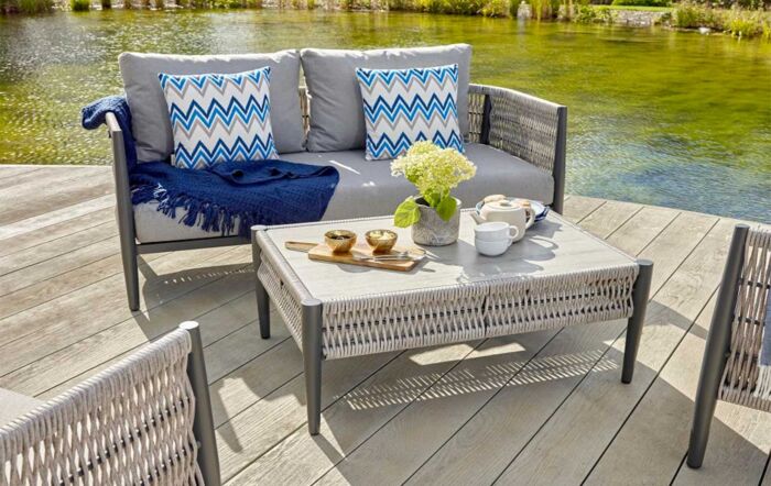 Bramblecrest Mauritius Two Seater Garden Sofa Set with Coffee Table - Grey 