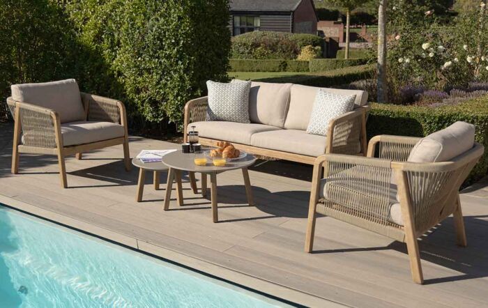 Maze Martinique Two Seat Garden Sofa Set - Light Brown