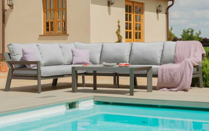 Maze New York Garden Corner Sofa Set - Dove Grey