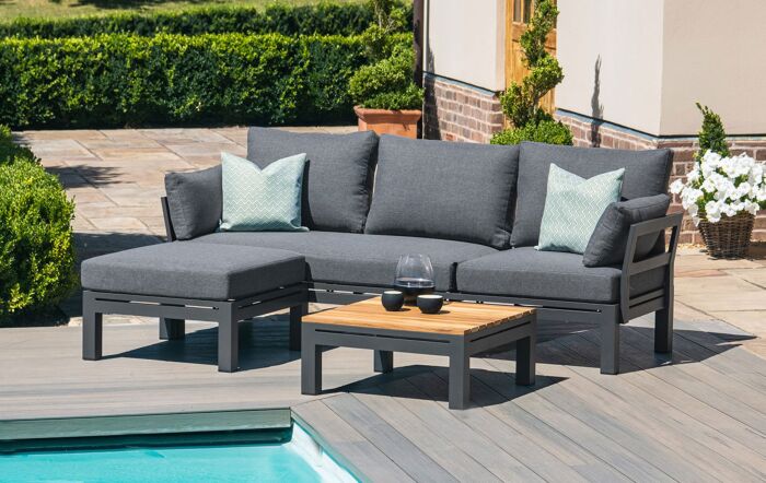 Maze Oslo Aluminium Chaise Outdoor Sofa Set - Charcoal