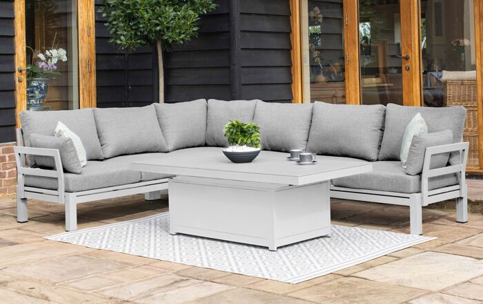 Maze Oslo Adjustable Corner Garden Sofa Set - White