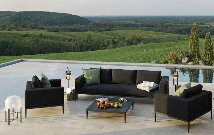 Maze Eve Garden Three Seat Garden Sofa Set - Charcoal