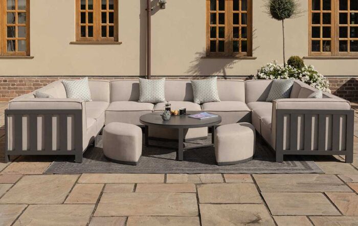 Maze Ibiza U Shape Sofa Set With Round Coffee Table - Oatmeal