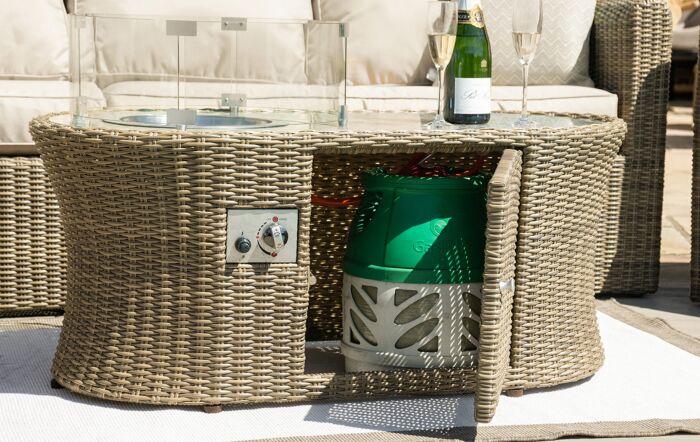 Maze Winchester 2 Seat Sofa Set with Fire Pit Coffee Table - Natural