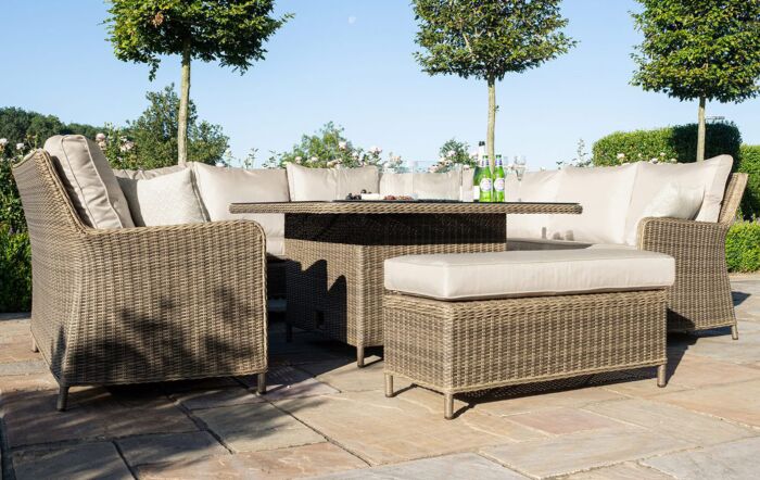 Maze Winchester Royal U Shaped Sofa Set with Fire Pit Table - Natural