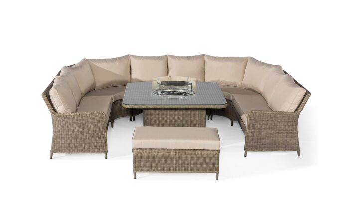 Maze Winchester Royal U Shaped Sofa Set with Fire Pit Table - Natural