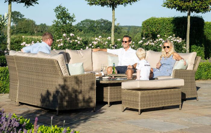 Maze Winchester Royal U Shaped Adjustable Garden Sofa Set - Natural