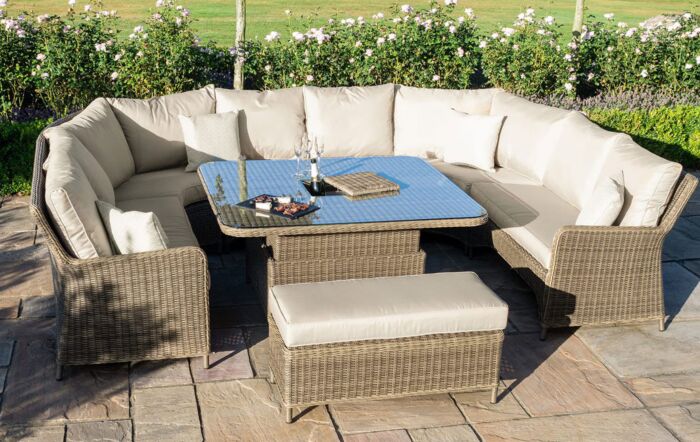 Maze Winchester Royal U Shaped Adjustable Garden Sofa Set - Natural