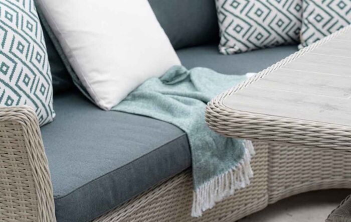 Bramblecrest Monterey Grey Garden Corner Sofa Set with Adjustable Ceramic Table