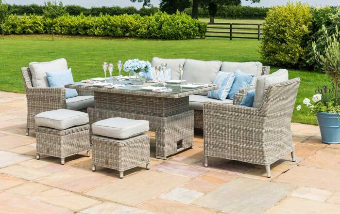Maze Oxford Garden Sofa Dining Set with Adjustable Table - Grey