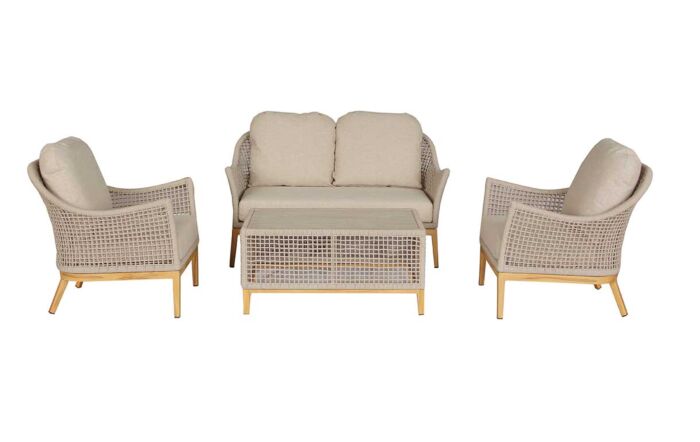 Bramblecrest Oslo 2 Seat Garden Sofa Set with Coffee Table - Truffle