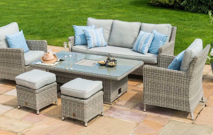 Maze Oxford Garden Sofa Dining Set with Adjustable Table - Grey